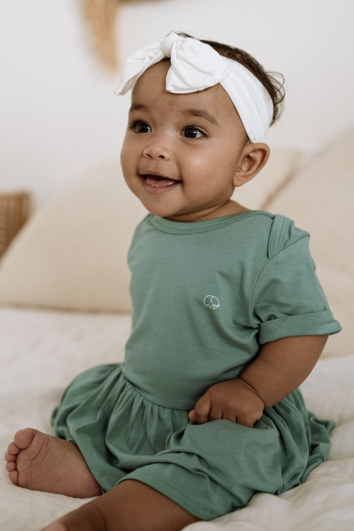 Organic Bamboo Spandex Onesie Dress Sage Green
