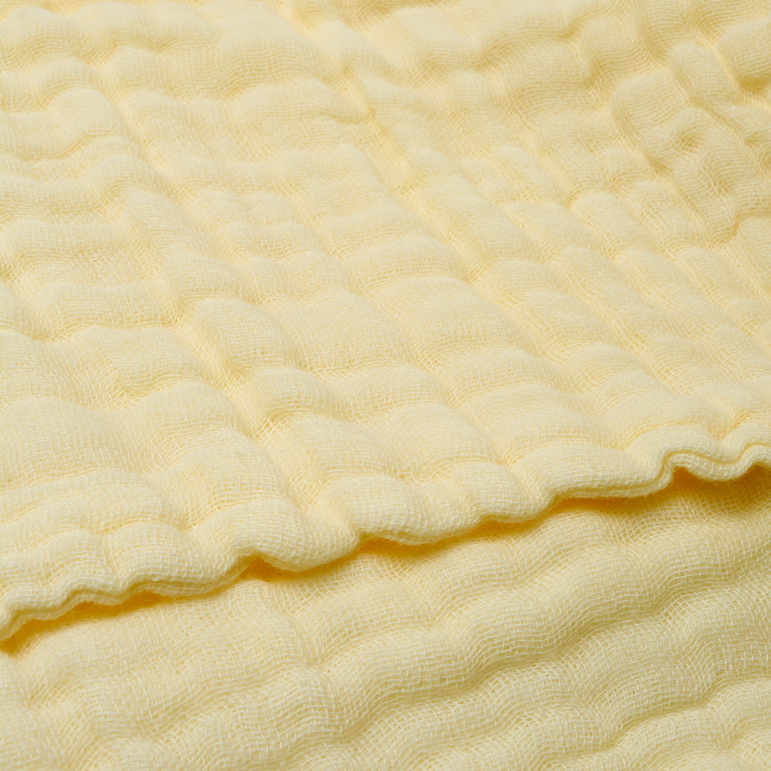 Set of 2 Muslin Bath Towels (Yellow & White)