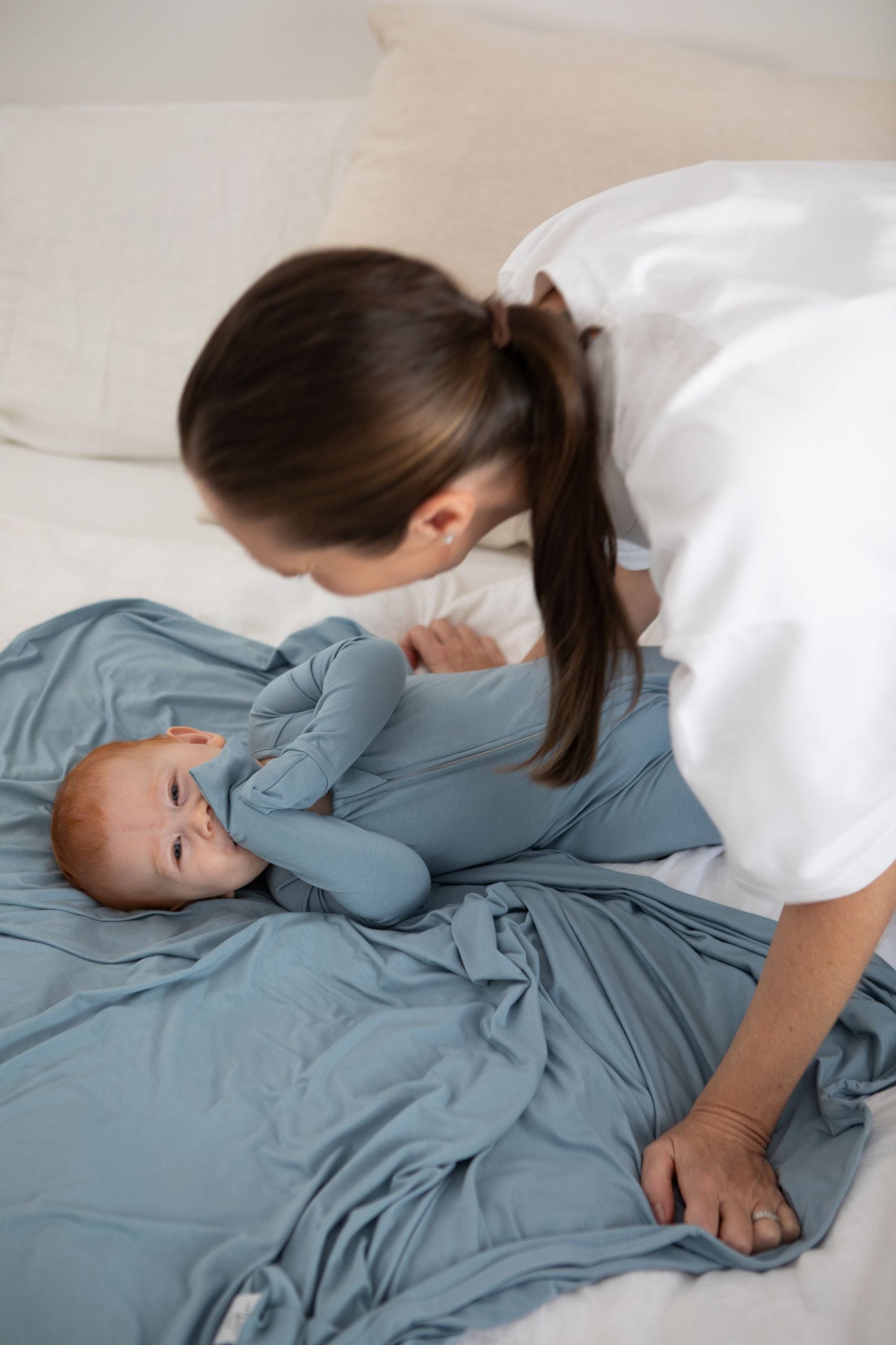 Bamboo Swaddle & Sleepsuit Newborn Gift Set- Celestial Blue
