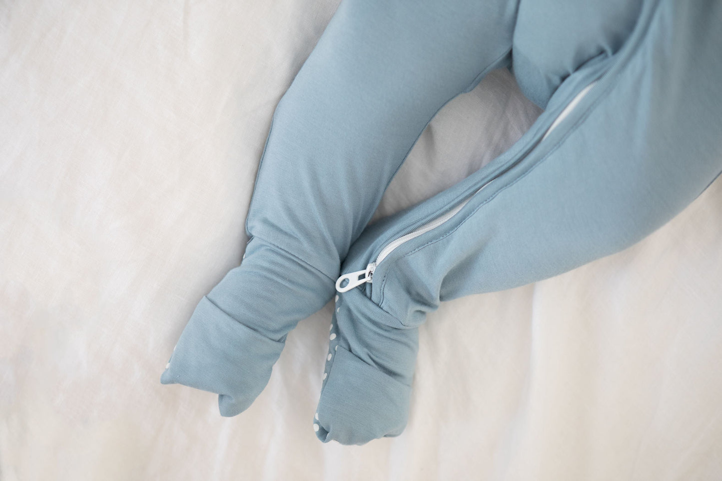 Organic Zipper Romper - Celestial Blue