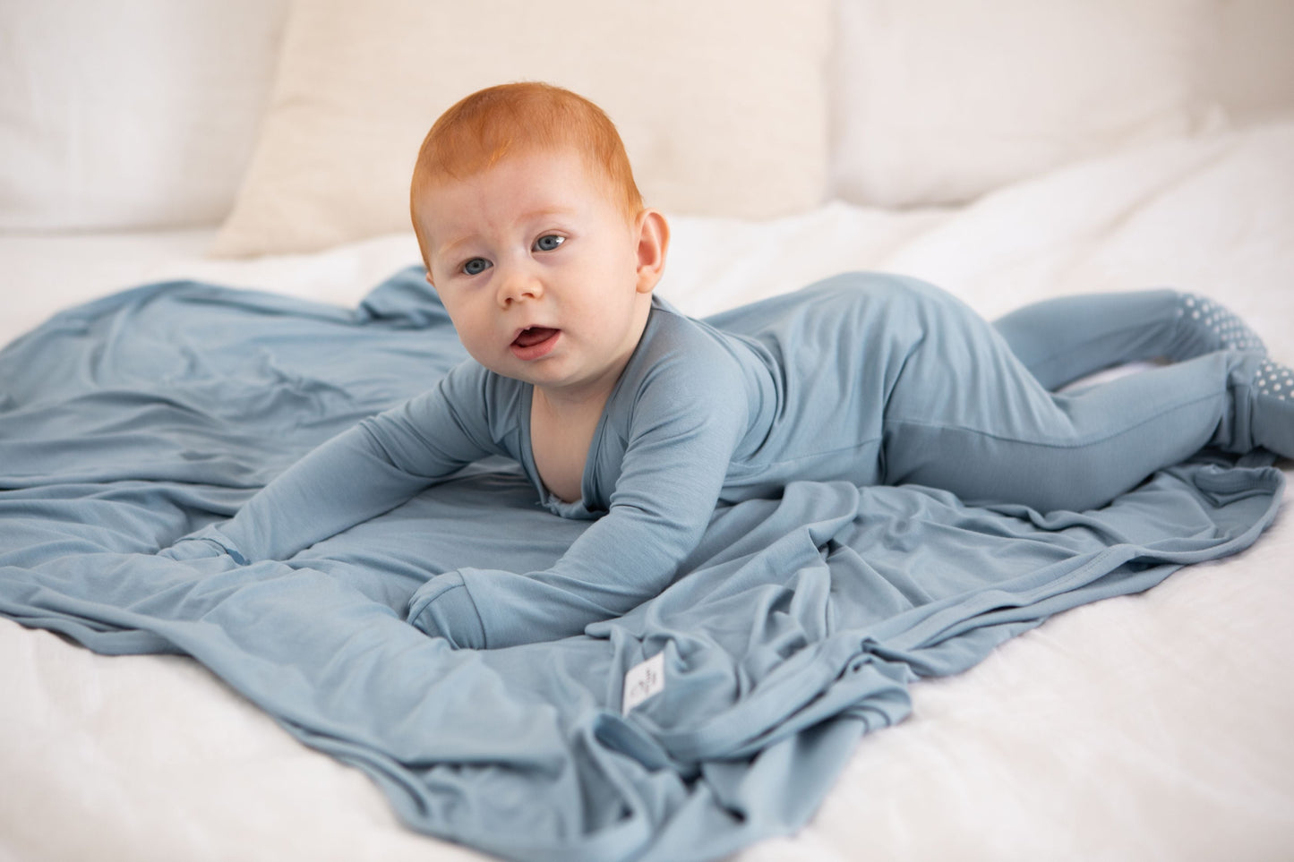Bamboo Swaddle & Sleepsuit Newborn Gift Set- Celestial Blue
