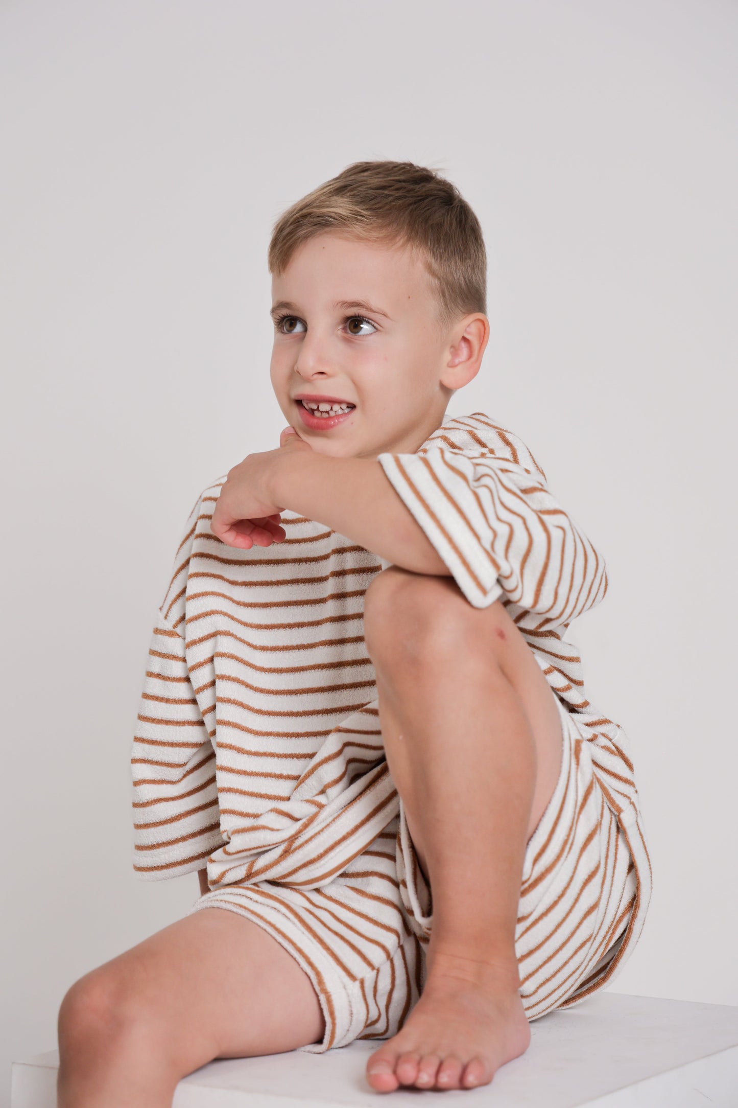 Cocoa Stripes Terry Tshirt and Short Set