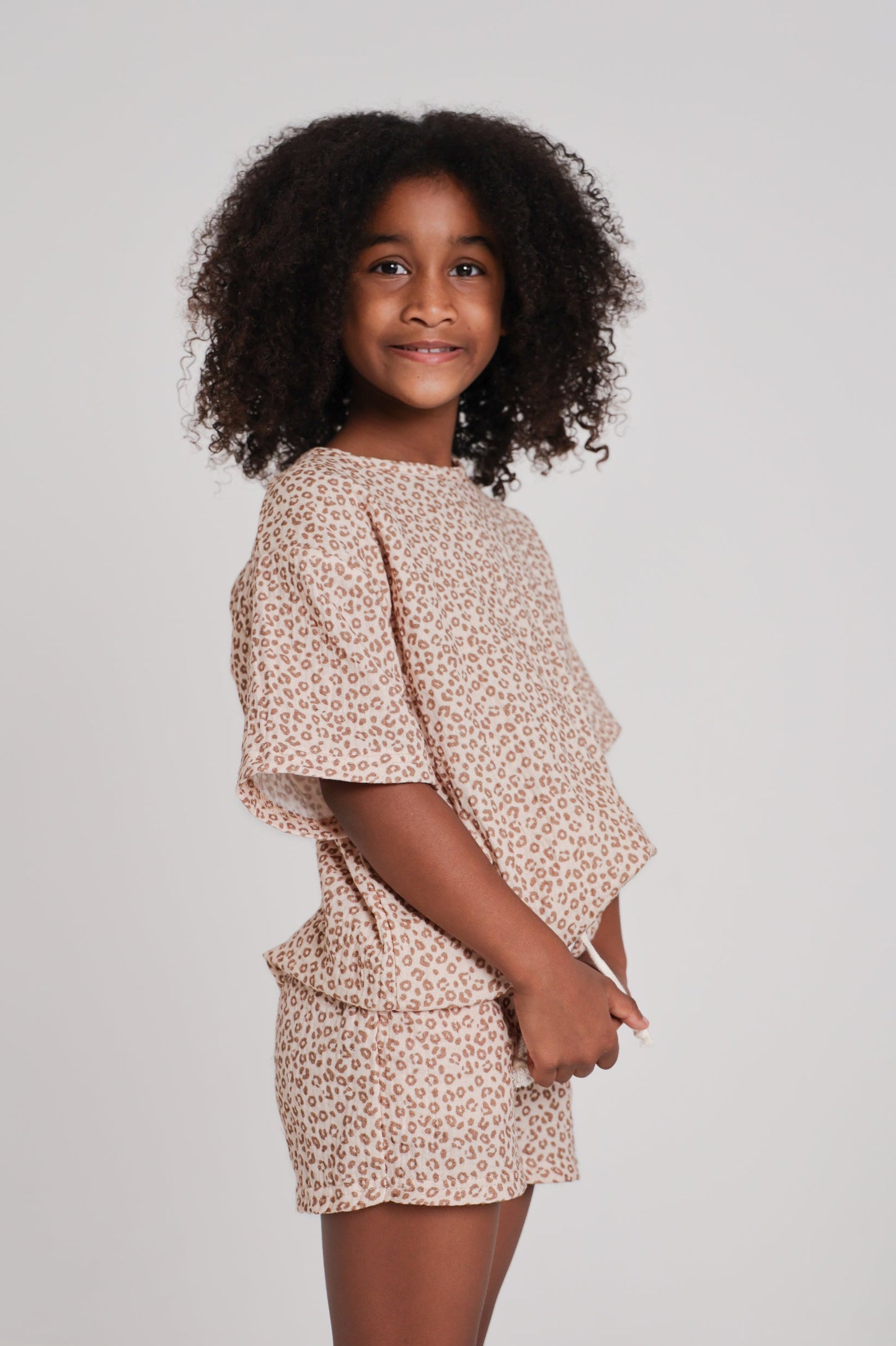 Leopard Muslin Top and Short Set