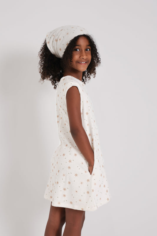Star Flower Terry Dress with Head scarf