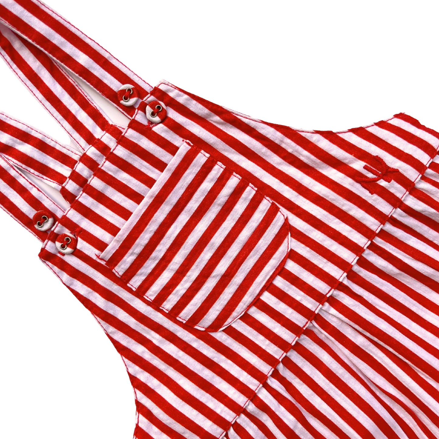Dillon Short Dungarees Red Stripes