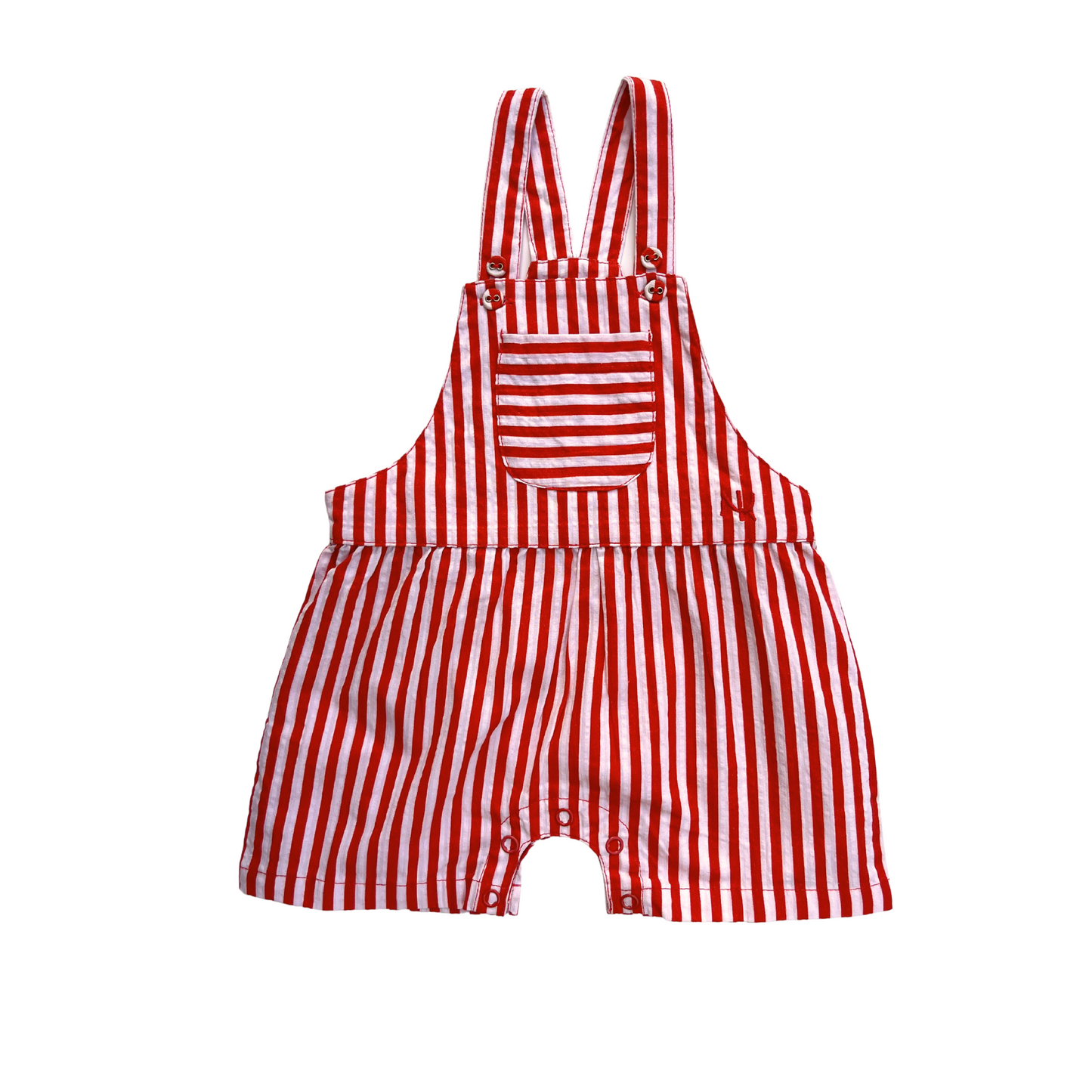 Dillon Short Dungarees Red Stripes