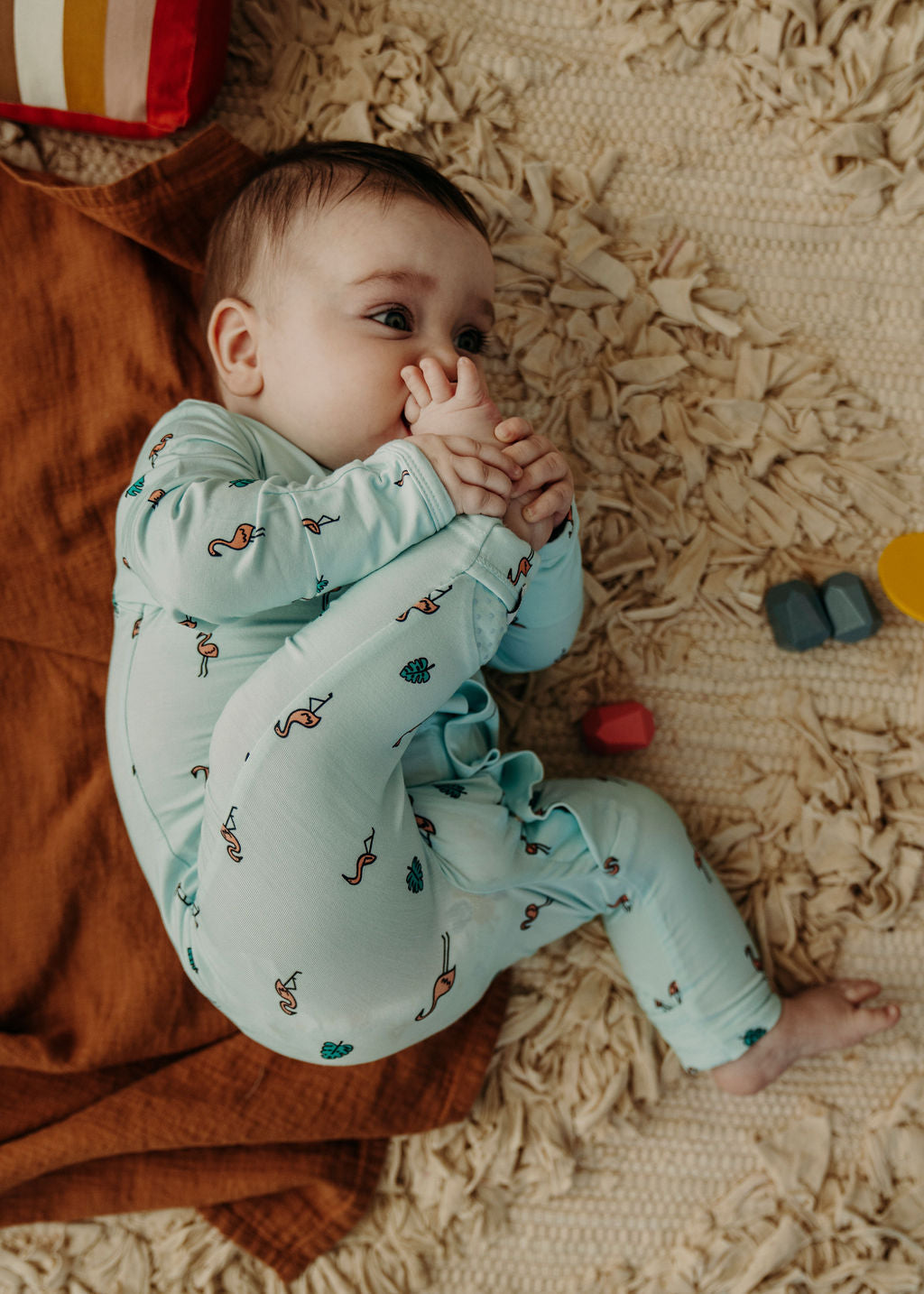 Fluffy Flamingoes Magnetic Clasp Onesie