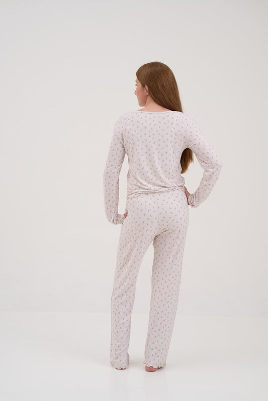 Womens Garden Spray Pointelle Pajama Crop Top