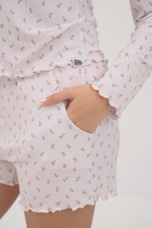 Womens Garden Spray Pointelle Hipster Pajama Shorts