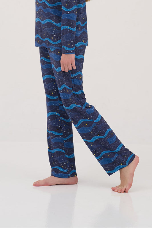Womens Midnight Waves Pajama Lounge Pants
