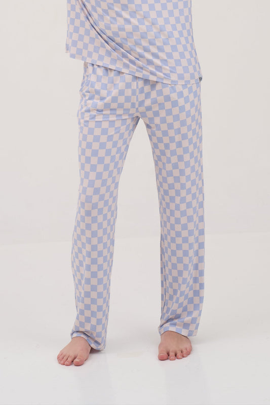 Womens Blue Checkers Pajama Lounge Pants
