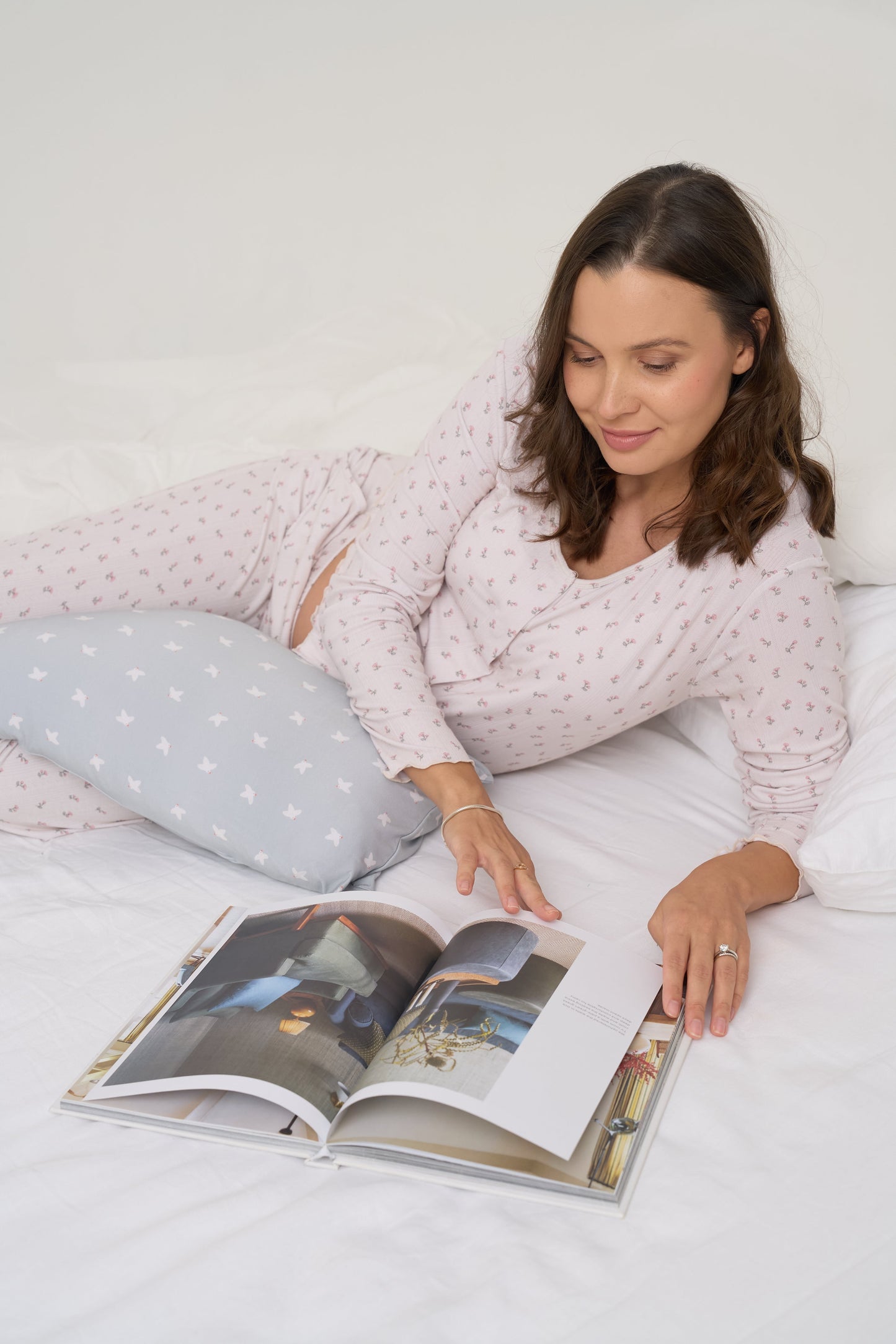 Womens Garden Spray Pointelle Pajama Crop Top