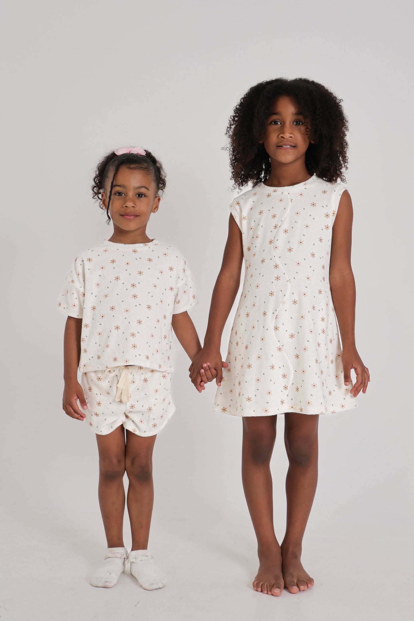 Star Flower Terry Top and Short Set with Head Scarf