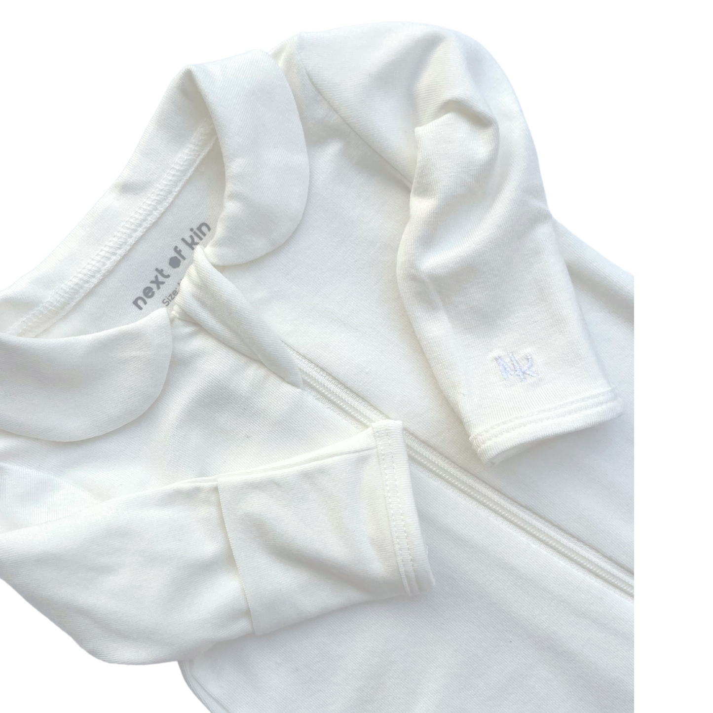 Elliot Collared Zippy Onesie White