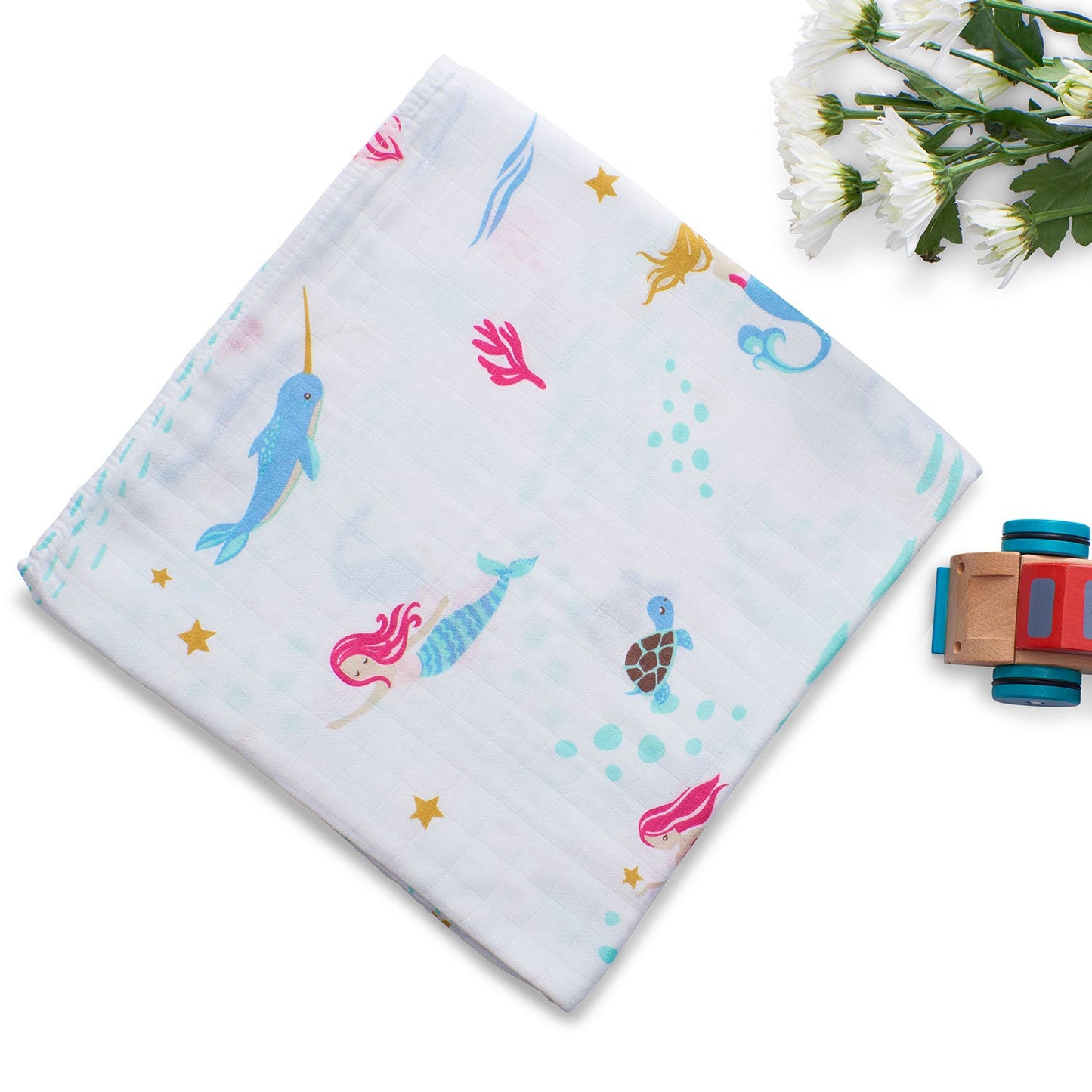 Set of 2 Organic Bamboo Muslin Swaddles in Enchanted Earth