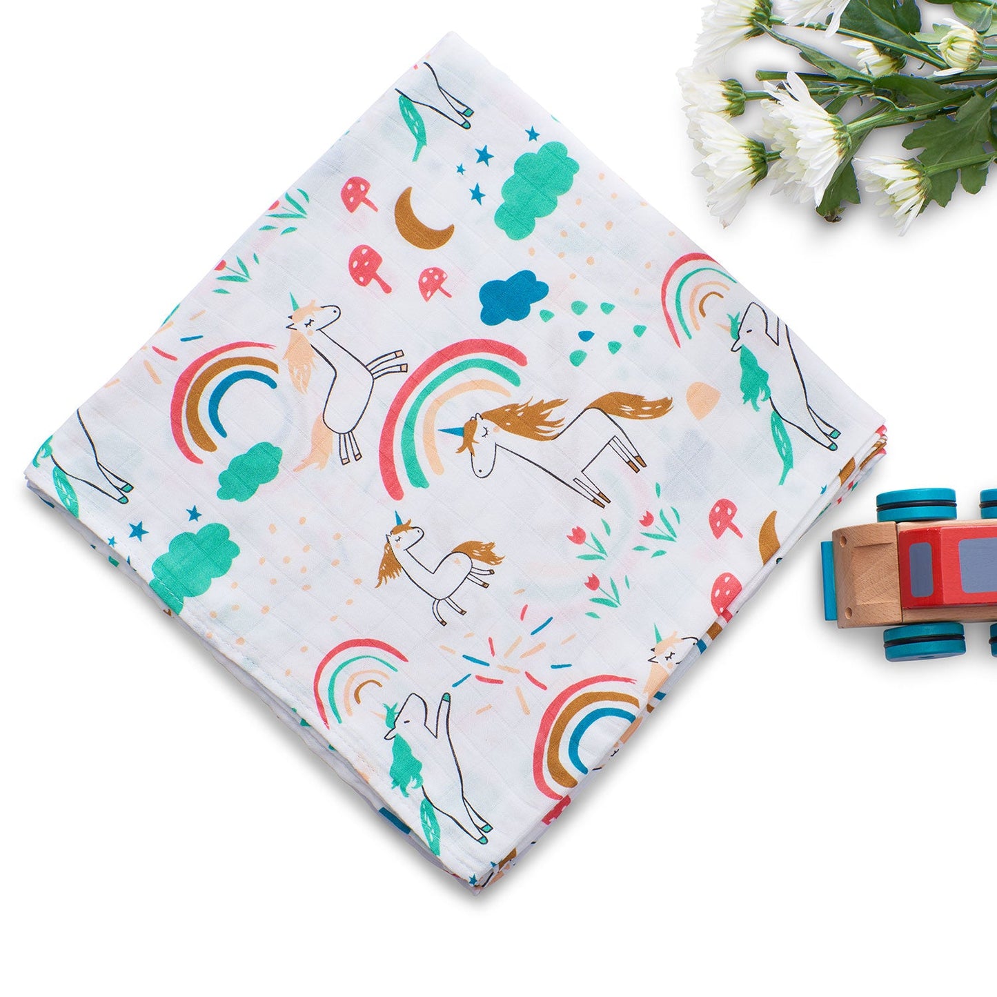 Set of 2 Organic Bamboo Muslin Swaddles in Enchanted Earth