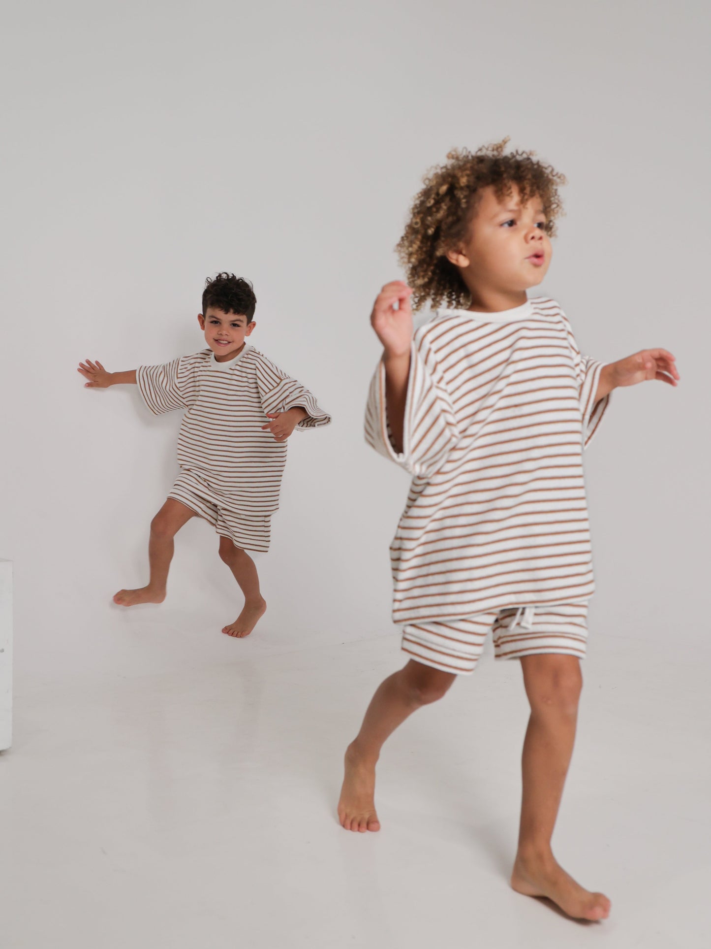 Cocoa Stripes Terry Tshirt and Short Set