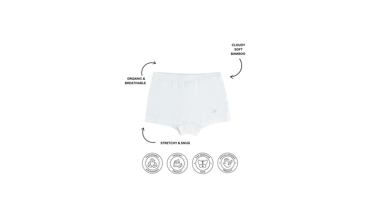 Organic Girls Bamboo Boxer Brief Underwear Set Lilac/Pink/White