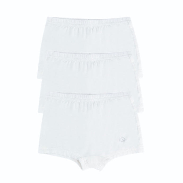Organic Girls Bamboo Boxer Brief Underwear Set White