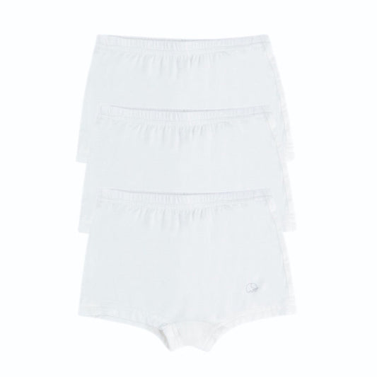 Organic Girls Bamboo Boxer Brief Underwear Set White