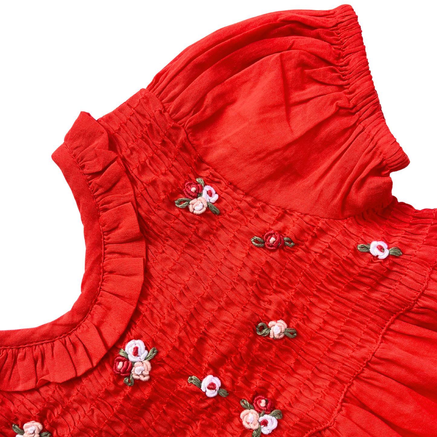 Lilah Embroidered Dress Red