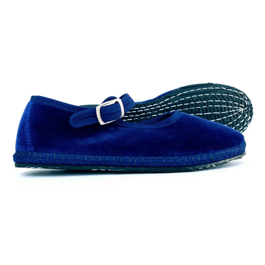 Mary Jane Velvet Girls Shoe in Violet