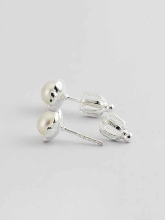 Bloom Children's White Pearl Stud Earrings