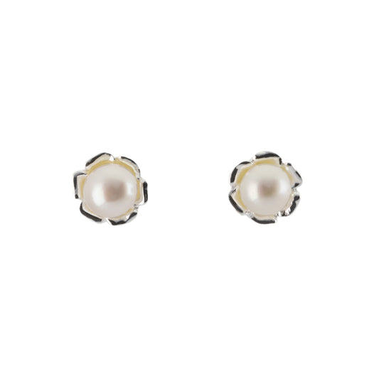Bloom Children's White Pearl Stud Earrings
