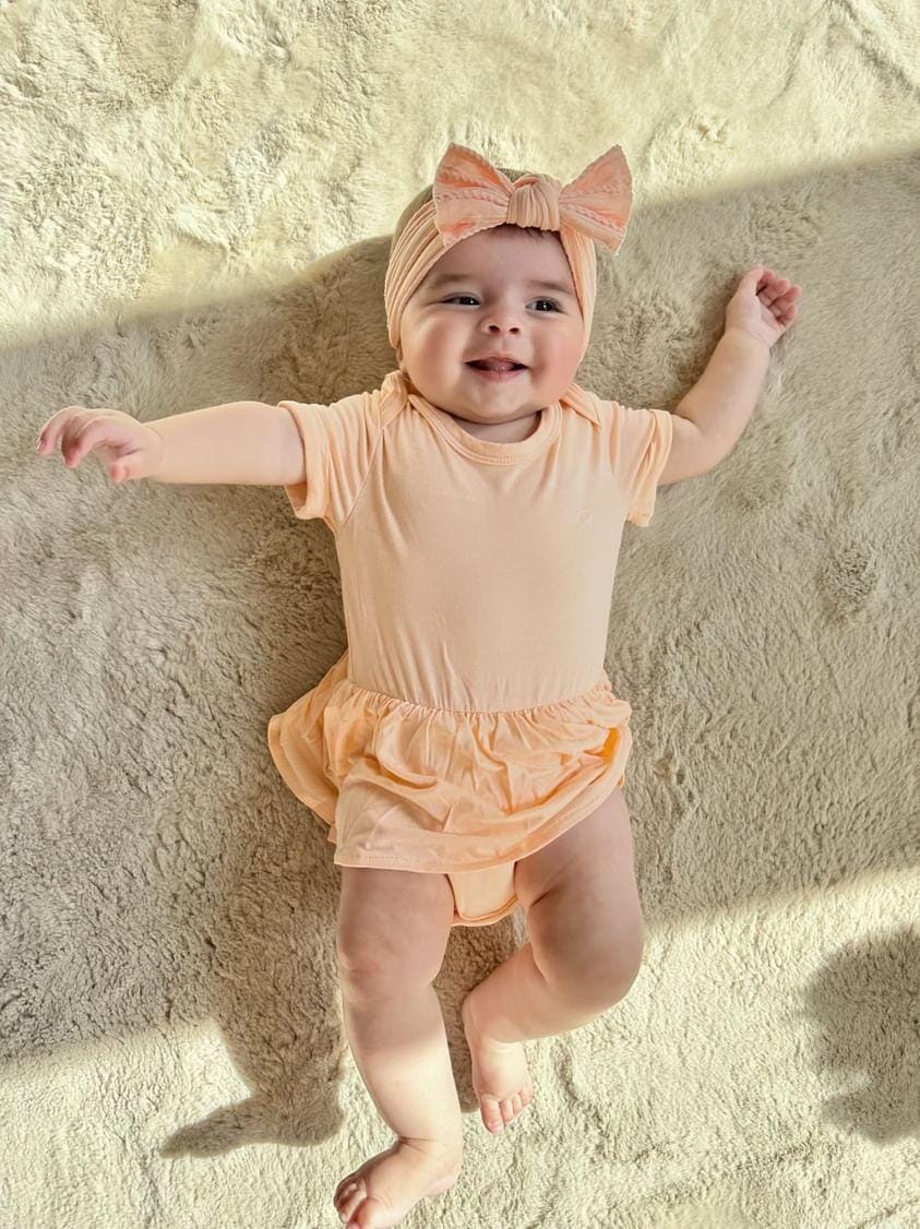 Organic Bamboo Spandex Onesie Dress Peach