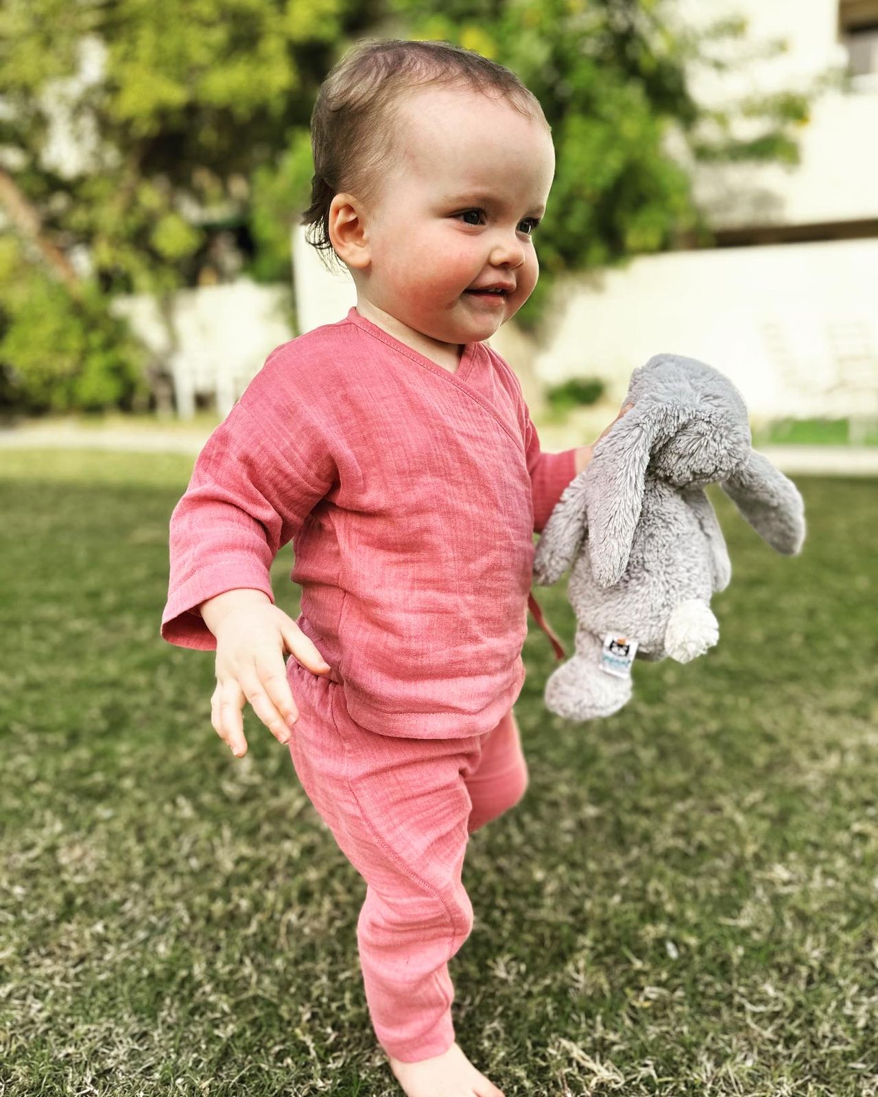 Organic cotton muslin tie side baby outfit