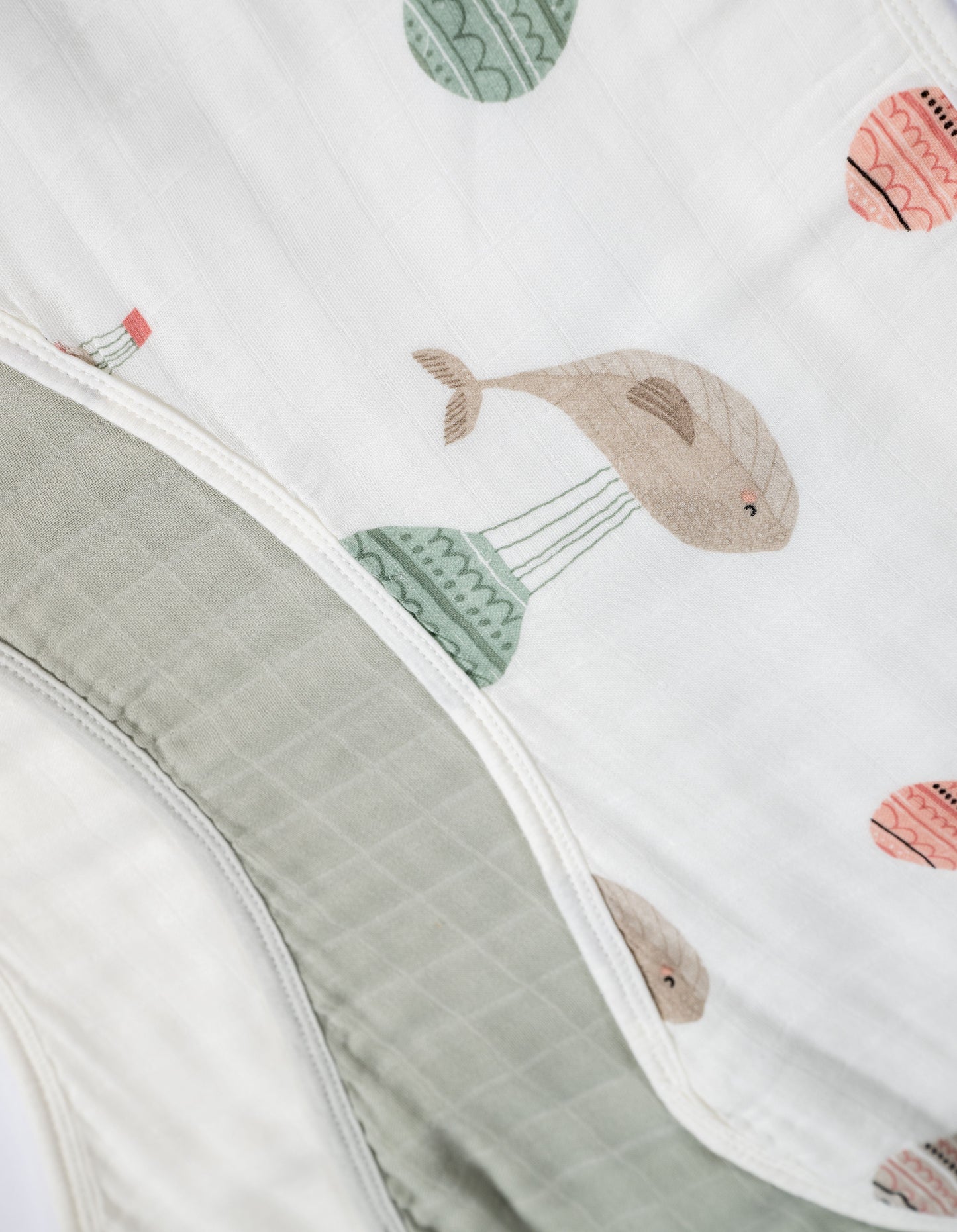Set of 3 Organic Bamboo Burp & Bib Cloths in The Flying Whale