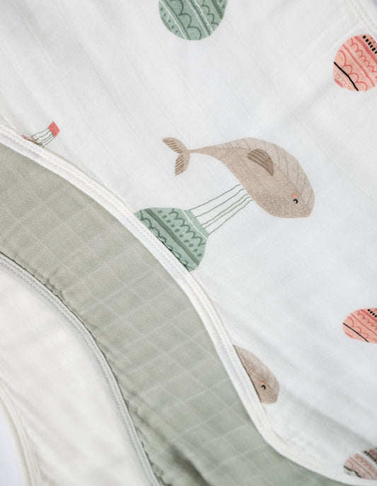 Set of 3 Organic Bamboo Burp & Bib Cloths in The Flying Whale