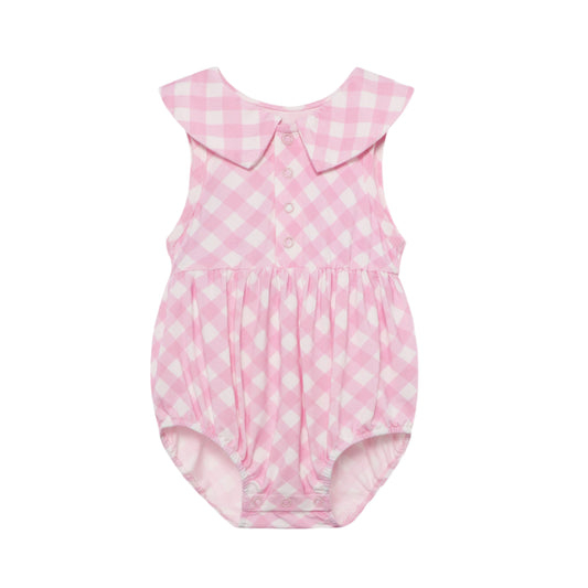 Berta Bubble Romper - Blush Plaid - Atlas & Maya