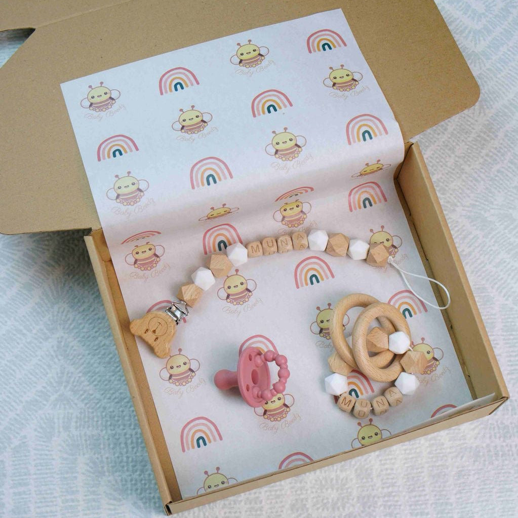 Personalised Teething Essentials Gift Set - Neutral Hex