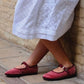 Mary Jane Velvet Girls Shoe in Rosa Antico