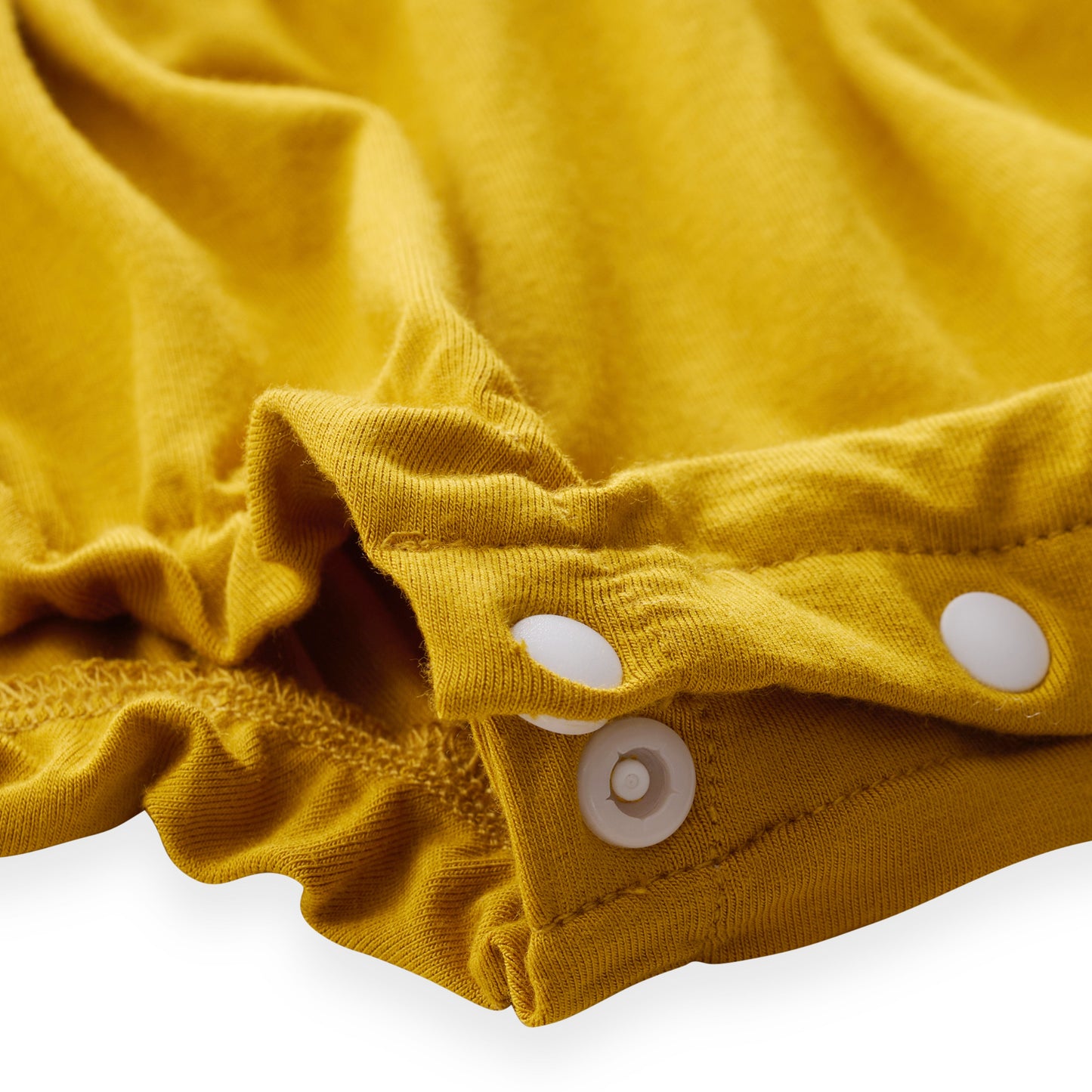 Organic Bamboo Ruffle Romper Mustard