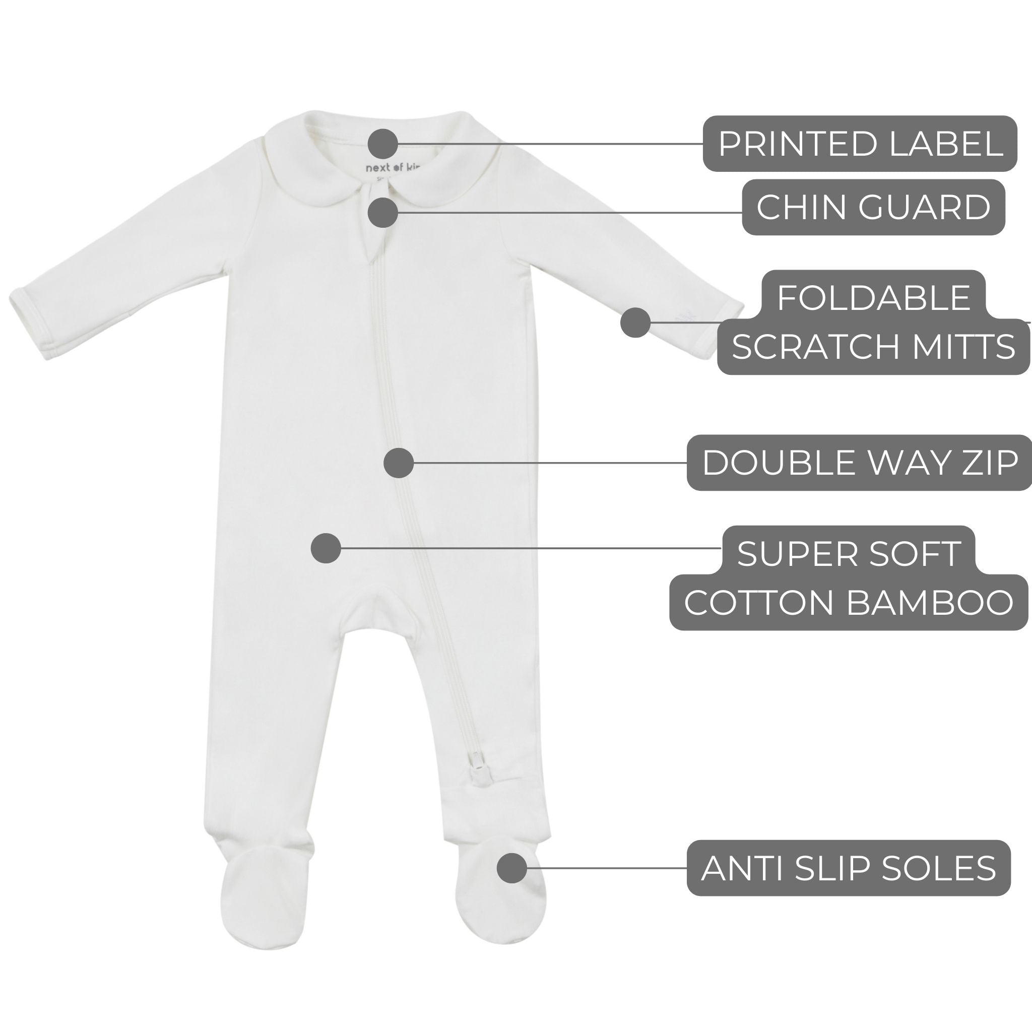 White zipper online onesie