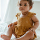 Organic Bamboo Ruffle Romper Mustard