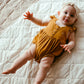 Organic Bamboo Ruffle Romper Mustard