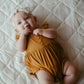 Organic Bamboo Ruffle Romper Mustard
