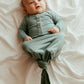 Organic Bamboo Knotted Gown & Beanie Set in Soft Sage