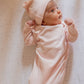 Newborn Knotted Gown and Beanie in Delicate Pink