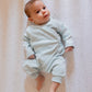 Side Snap Kimono Onesie in Pearl Blue
