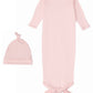 Newborn Knotted Gown and Beanie in Delicate Pink