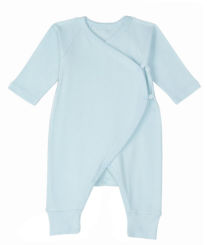 Side Snap Kimono Onesie in Pearl Blue