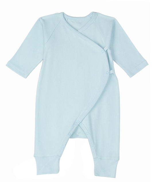Side Snap Kimono Onesie in Pearl Blue