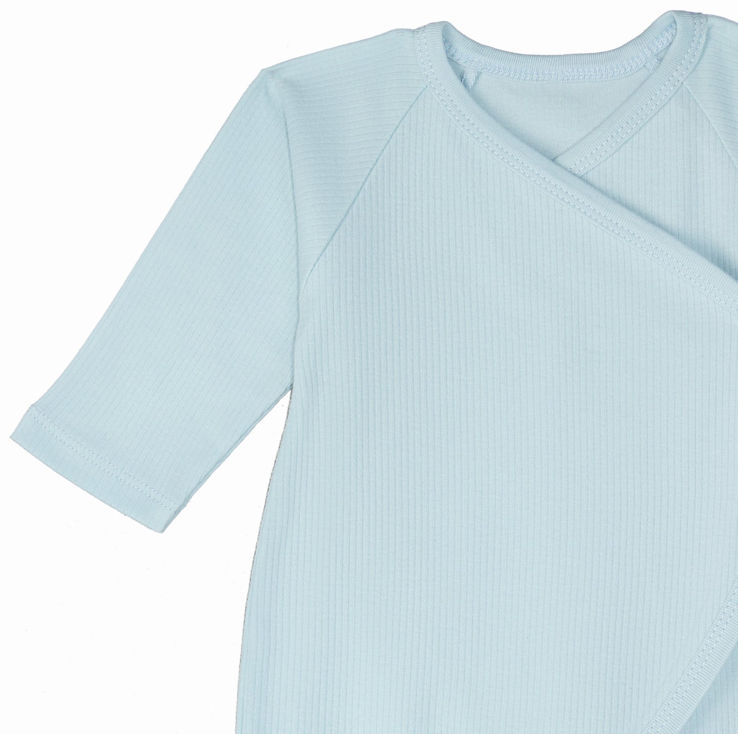 Side Snap Kimono Onesie in Pearl Blue