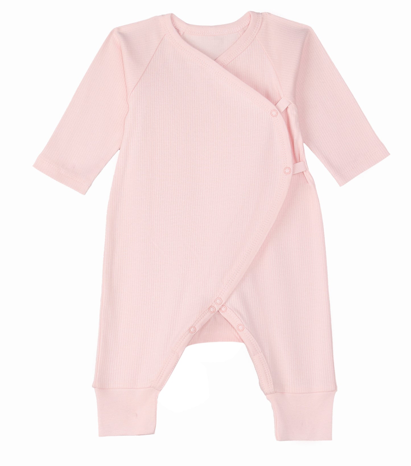 Pink baby romper on a white background