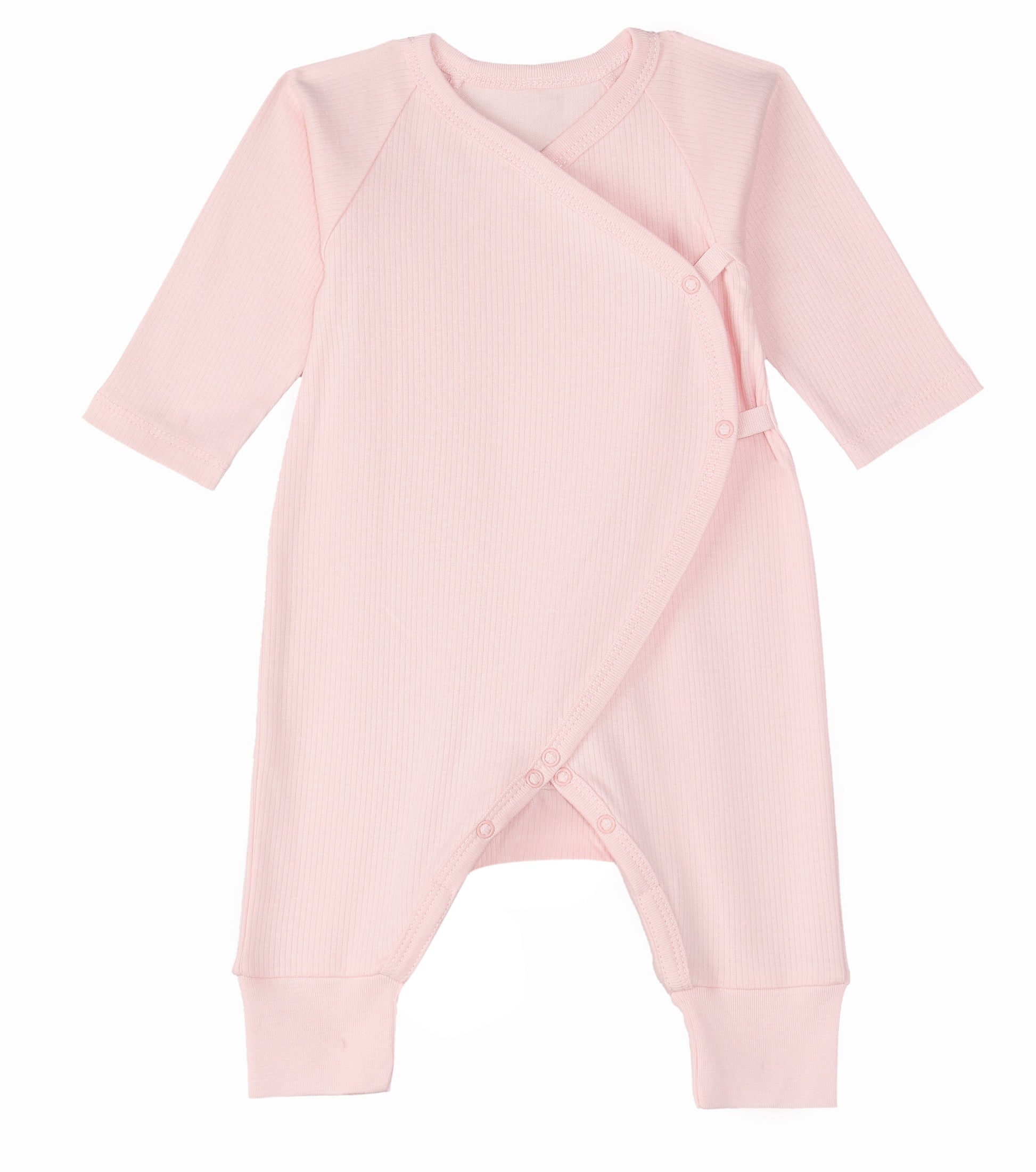 Pink baby romper on a white background