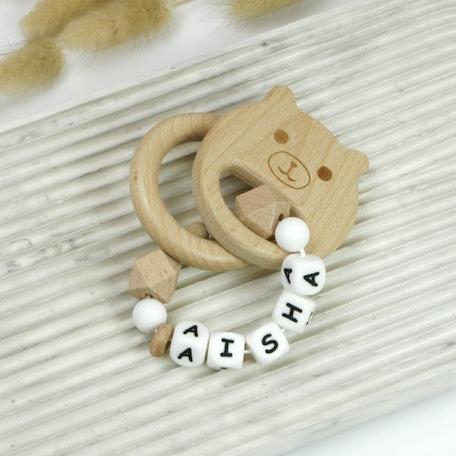 Baby Beedz handmade personalised newborn gift rattle teether